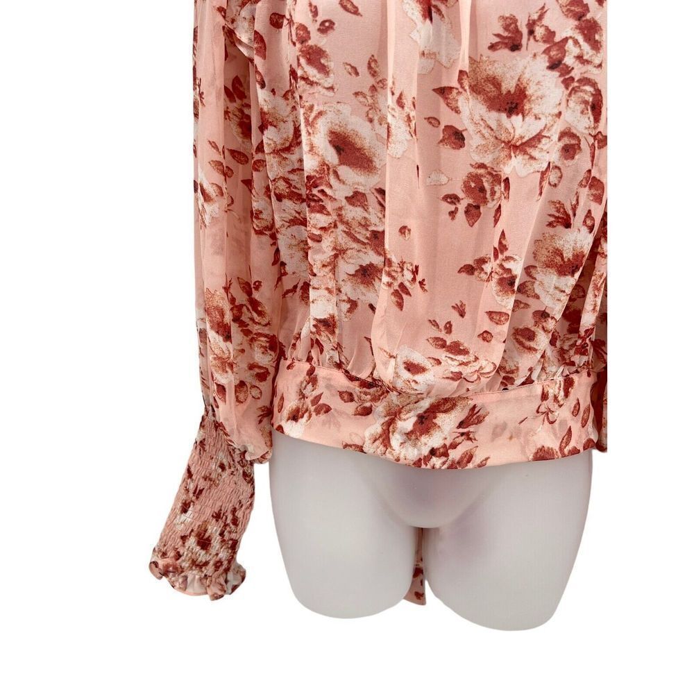 Bardot Remi Blouse Women's Small Long Sleeve Floral Sheer Tie Waist Long Sleeve - Picture 2 of 16